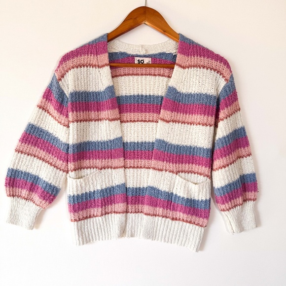 SO Cottagecore XS Lightweight Cozy Soft Open Cardigan Boho Sweater Puff Sleeves - Picture 6 of 8